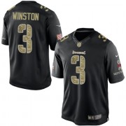 Men's Nike Tampa Bay Buccaneers #3 Jameis Winston Limited Black Salute to Service NFL Jersey