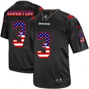 Elite Nike Men's Jameis Winston Black Jersey: NFL #3 Tampa Bay Buccaneers USA Flag Fashion