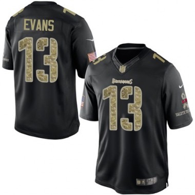 Elite Nike Men's Mike Evans Black Jersey: NFL #13 Tampa Bay Buccaneers Salute to Service
