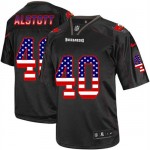 Elite Nike Men's Mike Alstott Black Jersey: NFL #40 Tampa Bay Buccaneers USA Flag Fashion