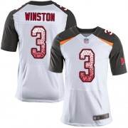 Elite Men's Jameis Winston White Road Jersey: Football #3 Tampa Bay Buccaneers Drift Fashion