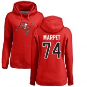 Football Women's Tampa Bay Buccaneers #74 Ali Marpet Red Name & Number Logo Pullover Hoodie