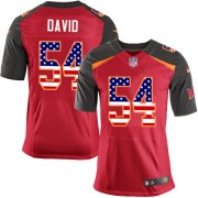 Elite Men's Lavonte David Red Home Jersey: Football #54 Tampa Bay Buccaneers USA Flag Fashion