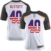 Elite Men's Mike Alstott White Road Jersey: Football #40 Tampa Bay Buccaneers USA Flag Fashion