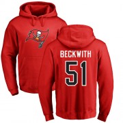 Football Tampa Bay Buccaneers #51 Kendell Beckwith Red Name & Number Logo Pullover Hoodie