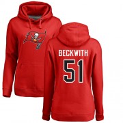 Football Women's Tampa Bay Buccaneers #51 Kendell Beckwith Red Name & Number Logo Pullover Hoodie