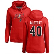 Football Women's Tampa Bay Buccaneers #40 Mike Alstott Red Name & Number Logo Pullover Hoodie