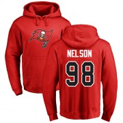 Football Tampa Bay Buccaneers #98 Anthony Nelson Red Name & Number Logo Pullover Hoodie