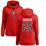 Football Women's Tampa Bay Buccaneers #25 Peyton Barber Red Name & Number Logo Pullover Hoodie