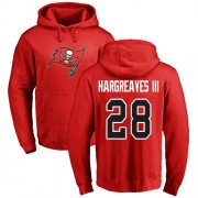Football Tampa Bay Buccaneers #28 Vernon Hargreaves III Red Name & Number Logo Pullover Hoodie