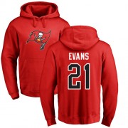 Football Tampa Bay Buccaneers #21 Justin Evans Red Name & Number Logo Pullover Hoodie