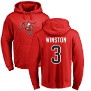Football Tampa Bay Buccaneers #3 Jameis Winston Red Name & Number Logo Pullover Hoodie