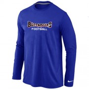 Tampa Bay Buccaneers Authentic Font Long Sleeve Football T-Shirt - Blue