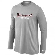 Tampa Bay Buccaneers Authentic Font Long Sleeve Football T-Shirt - Grey