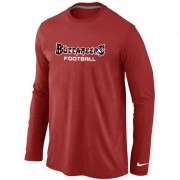Tampa Bay Buccaneers Authentic Font Long Sleeve Football T-Shirt - Red