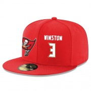 Football Tampa Bay Buccaneers #3 Jameis Winston Snapback Adjustable Player Hat - Red/White